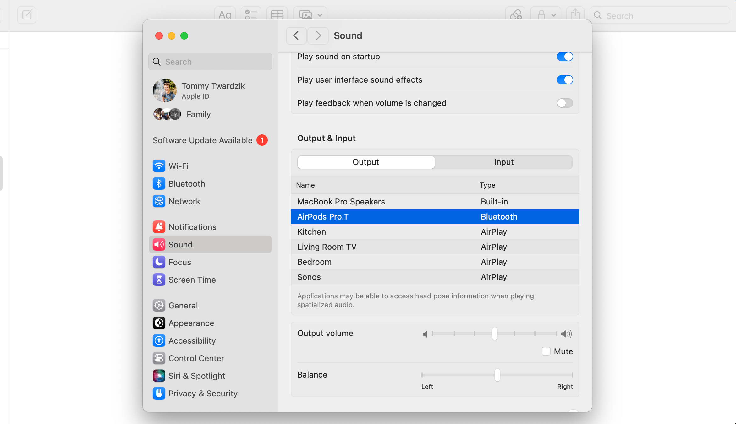 mac sound system settings airpods balance